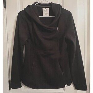 Alpine Design Black Hooded Side Zipper Front Double Center Pocket Hoodie Small